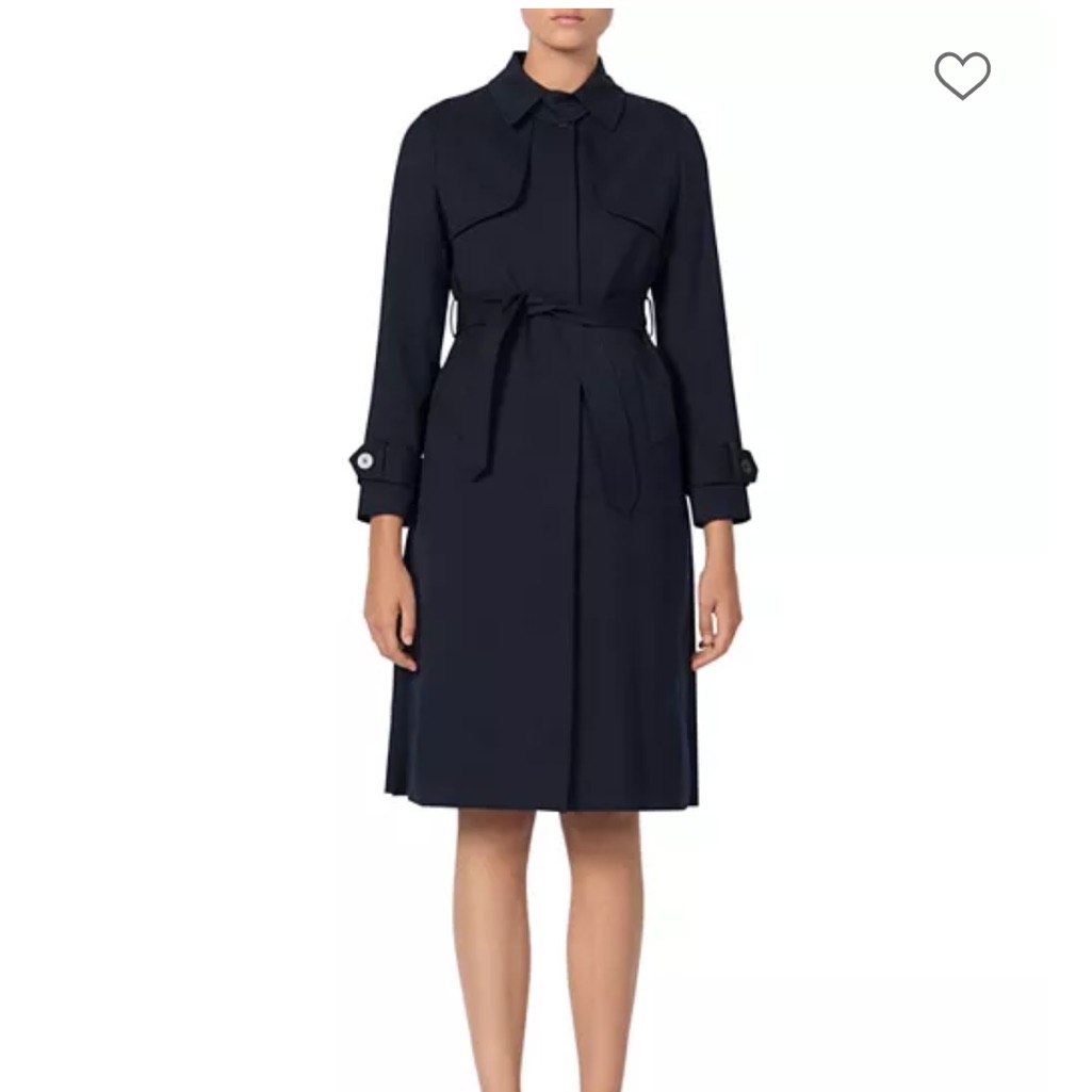Sandro Pleated Navy Trench Coat Nwot
